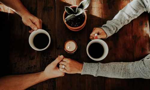 couple, hands, coffee, candle